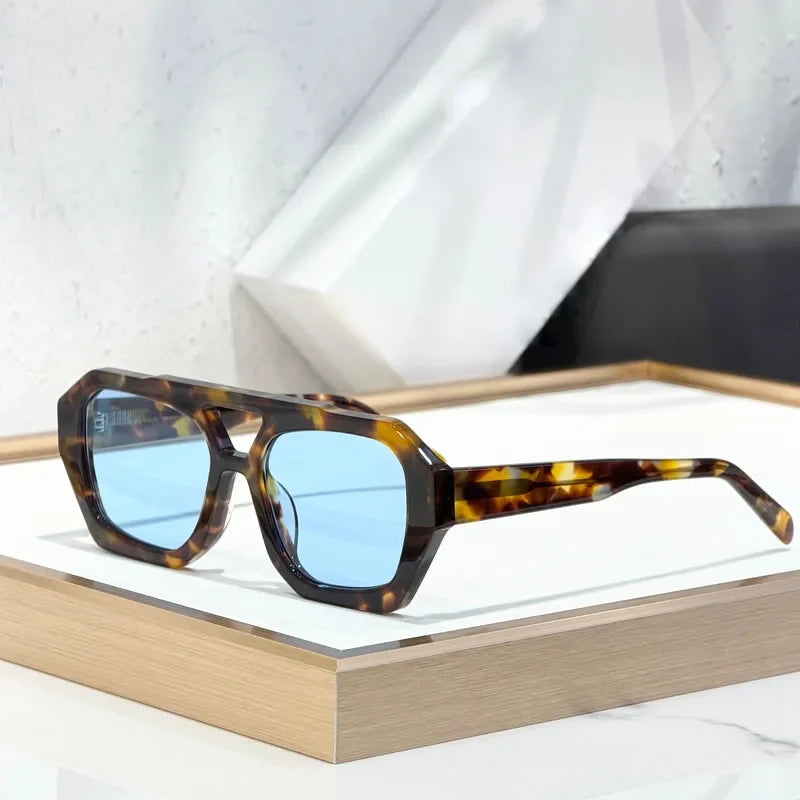 Designer Hollow Thick Acetate Women's Sunglasses Handmade Square Brand Design High Quality Female UV400 Prescription Glasses