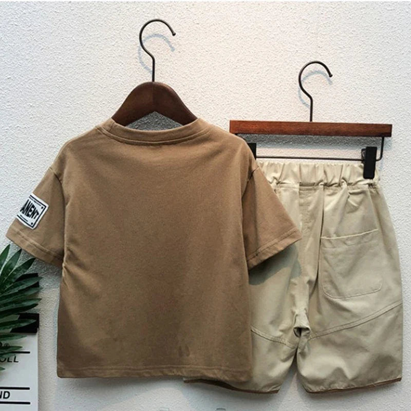 Summer Korean Infant Boys Clothes Sets Fashion Cotton Baby Girls Short T-Shirt Suits Casual