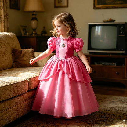2026 New Child Summer Pink Peach Princess Dress Up Baby Clothes Kids Birthday Party Dresses Little Girls Carnival Costume