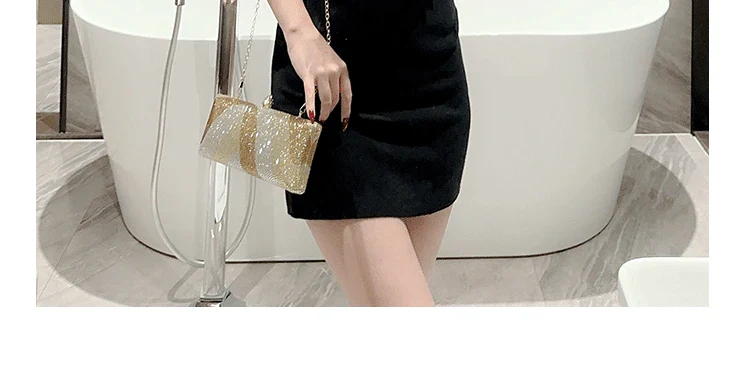 Women Clutch Glitter Sequins Evening Party Handbags Portable Gold Color Diamond Wedding Clutches Purse New Chain Shoulder Bags