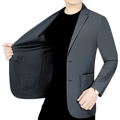 New Summer Man Thin Sunscreen Blazers Jackets Solid Business Casual Suits Coats Male Slim Elastic Blazers Jackets  Clothing 4XL