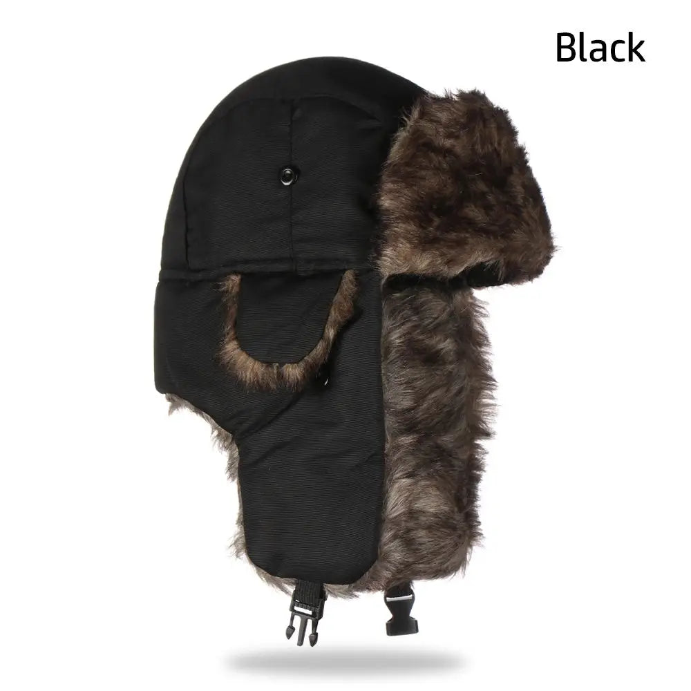 Men's Winter Trapper Aviator Trooper Earflap Warm Russian Waterproof Ski Hat Bomber Cap Russian Warm Ear Protectors Hats