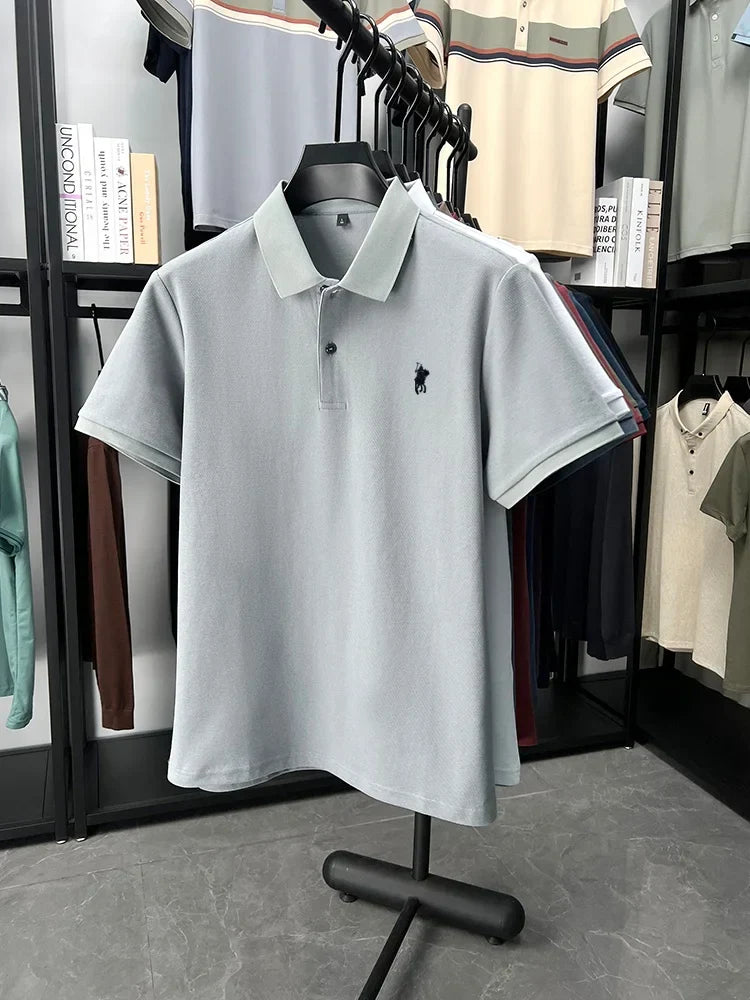 Designer brand 100% cotton short sleeve polo shirt luxury fashion pony embroidery men's business leisure summer new Paul T-shirt