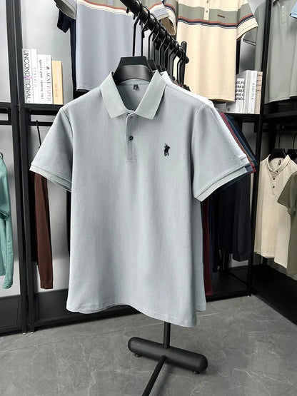 Designer brand 100% cotton short sleeve polo shirt luxury fashion pony embroidery men's business leisure summer new Paul T-shirt