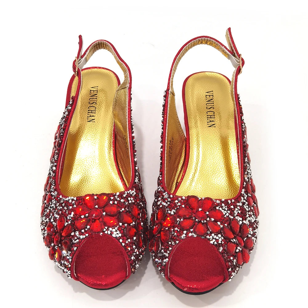 Summer Sandals for Party and Weddings Peep-Toe Bridal Shoes Women 2023 Comfortable Shoes and Bag Set for Lady