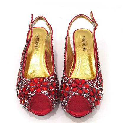 Summer Sandals for Party and Weddings Peep-Toe Bridal Shoes Women 2023 Comfortable Shoes and Bag Set for Lady