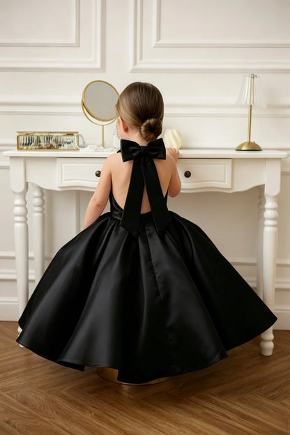 Satin Flower Girl Dress Mini Bridal Wedding Dress Kids Ball Gown 1st Communion Frock Pageant Gown Vestidos De Noiva Customized