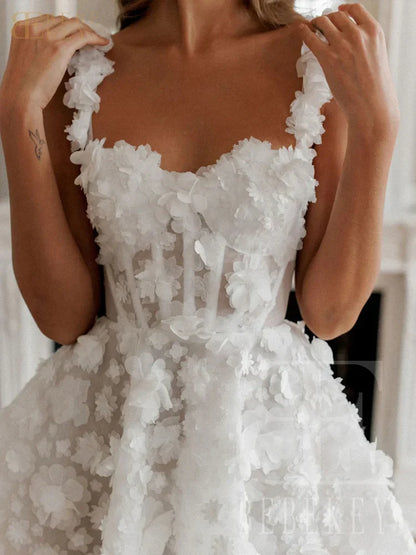 Customized 3D Flower Mini Prom Dresses Short Spaghetti Straps A-line Lace Evening Party Dress Formal Party Gown Robe