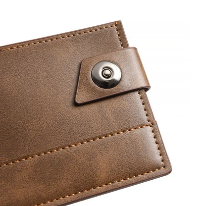Men's Wallet Pu Leather Short NO Zipper Buckle Wallet Solid Color Wear-Resistant Leather Clip Daily Casual Fashion Zero Wallet
