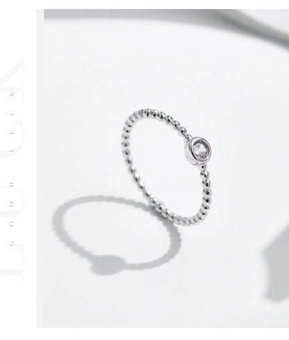 Bezel Setting Moissanite Ring 925 Sterling Silver Beads Trendy Stackable Finger Rings For Women Lab Diamond Jewelry