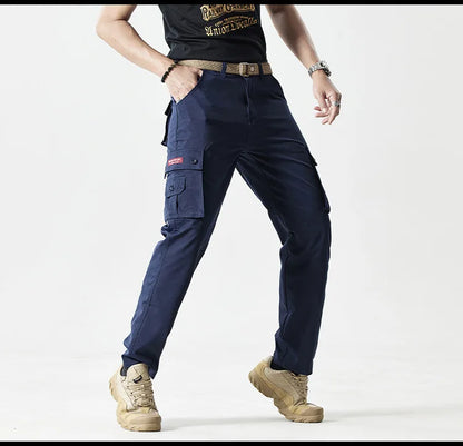 Autumn Work Pants Men Multi-pockets Cargo Trousers Casual Wear-resistant Workwear Spring Straight Pant Outdoor Hiking Trousers
