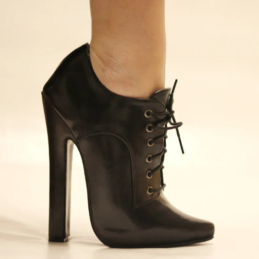 6 Inch High heel Fetish Lace Up Pointy Toe Unisex Drag Queen Pump
