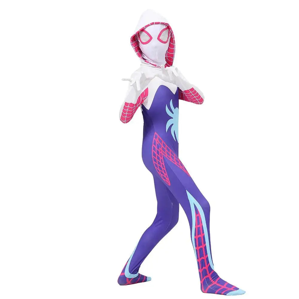 Gwen Costume Girls Gwen Stacy Cosplay Bodysuit Superhero Jumpsuits Halloween Party Clothes