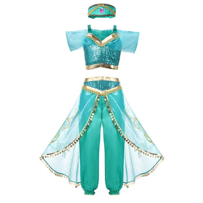2026 Kids Princess Costume Girls Elsa Anna Dress Carnival Cosplay Snow White Aurora Moana Rapunzel Mermaid Belle Party Outfits