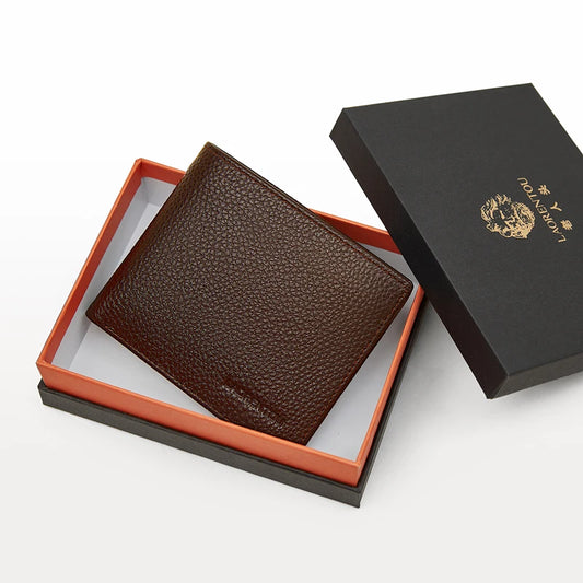 Portefeuille court pour homme en cuir véritable avec porte-cartes et poche zippée, cadeau pour mari, petit ami
