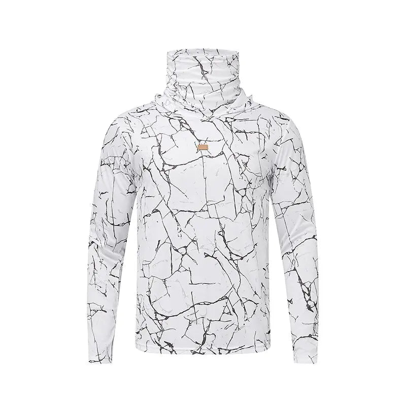 Mens UPF50+ T-Shirt Hoodie Tight Sports Casual Sun Protection T-Shirt Running Quick Dry Hoodie Sunscreen Fishing Men's Clothing