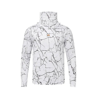 Mens UPF50+ T-Shirt Hoodie Tight Sports Casual Sun Protection T-Shirt Running Quick Dry Hoodie Sunscreen Fishing Men's Clothing