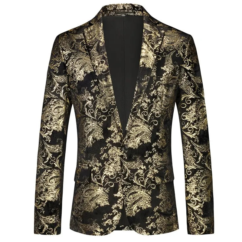Off-white Men's Long Sleeve Suit Jacket, Gold Printed Party Coat, Asian Size Blue Blazers, Red and Silver Tops.