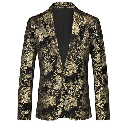 Off-white Men's Long Sleeve Suit Jacket, Gold Printed Party Coat, Asian Size Blue Blazers, Red and Silver Tops.