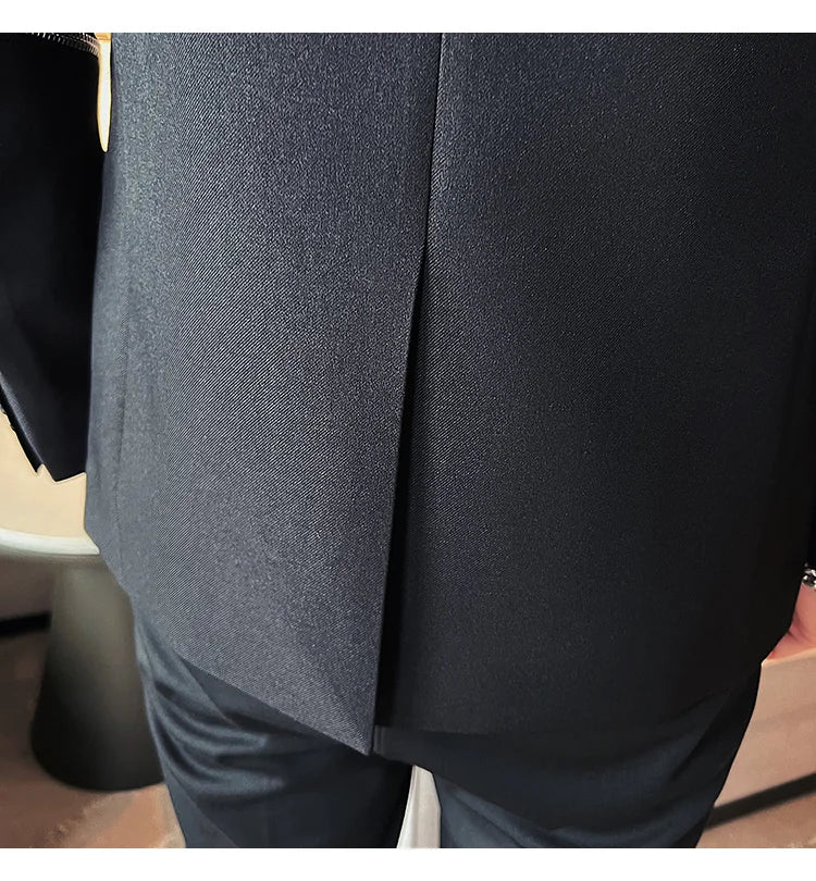 2024 Autumn New Zipper Decoration Blazer Men Casual Slim Fit Business Dress Coats Homme Formal Social Prom Tuxedo Men Clothing