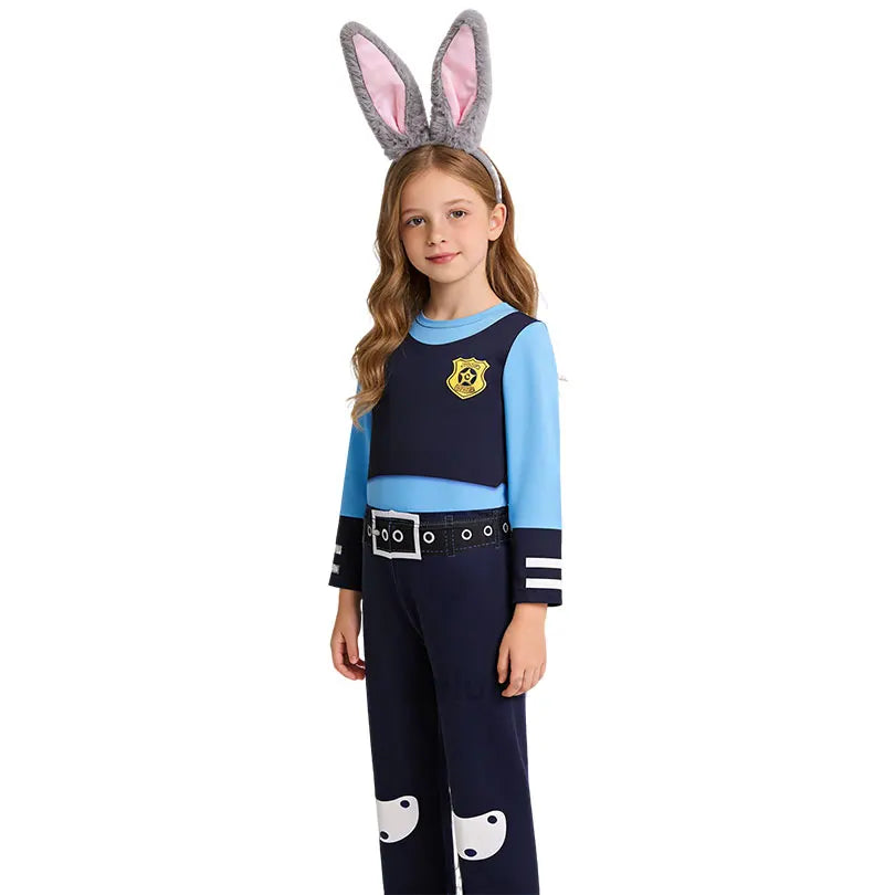 New Judy Zootopia Bunny Costume Cosplay Headband Halloween Party Clothes Disguise Cartoon Zootropolis Roleplay Fantasia Outfits