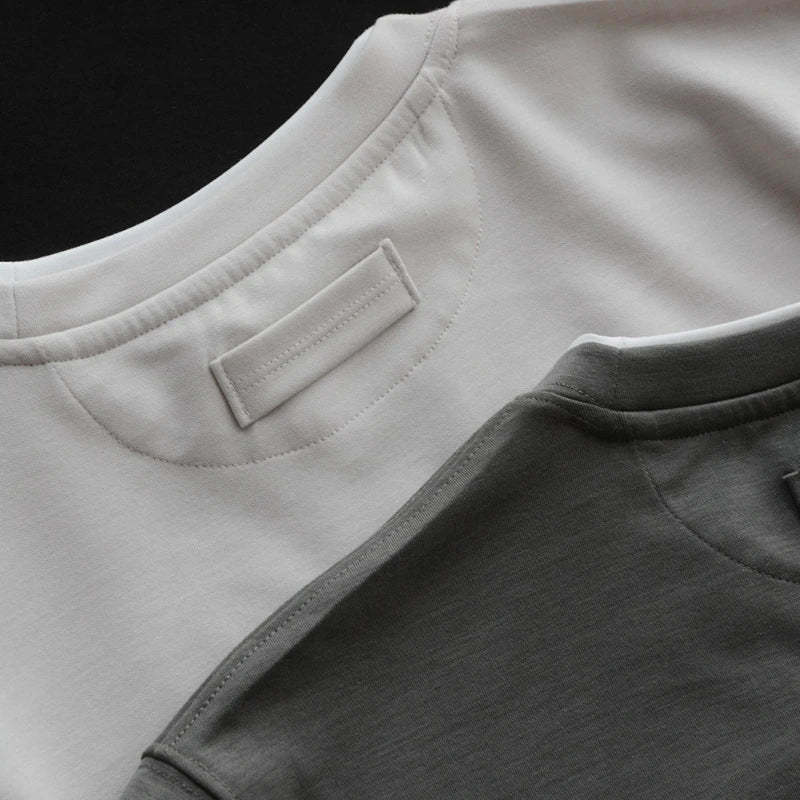 Shape-Retention & Pilling-Resistant Long-Sleeve Tee: Contrast Collar Design + Stretchy Fit Men's Undershirt