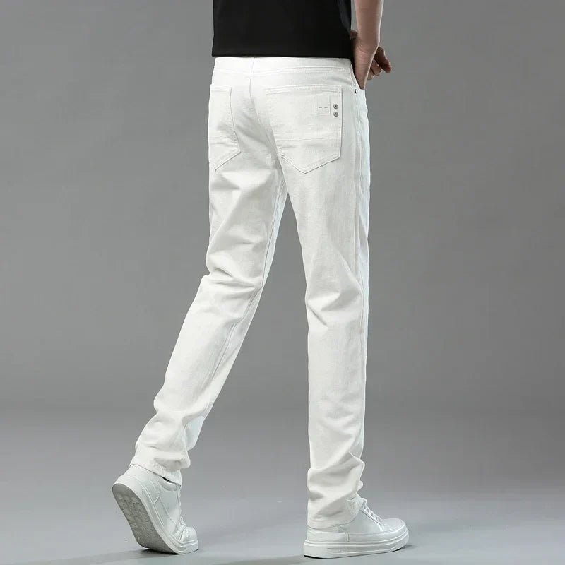 Men's Slim Fit Pants Casual Colorful 2025 Spring New Straight Trousers Men Cotton Stretch Fashion Pants Red Yellow Pink Blue