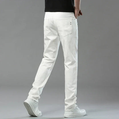 Men's Slim Fit Pants Casual Colorful 2025 Spring New Straight Trousers Men Cotton Stretch Fashion Pants Red Yellow Pink Blue