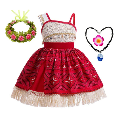 Newest Movie Disney Princess Moana 2 Dress Girls Cosplay Vaiana Carnival Party Ocean Adventure Costume Kids Fancy Clothes Outfit