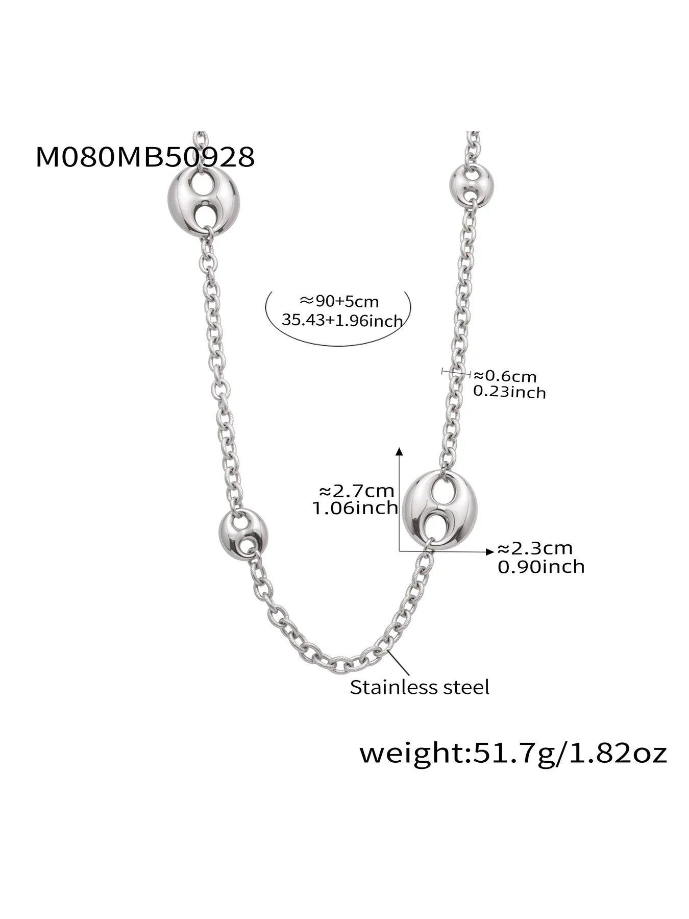 Nivora Chunky Pig Nose Ring Sweater Chain Necklaces for Women Stainless Steel 18K PVD Gold Plated Collar Choker Jewelry Gifts
