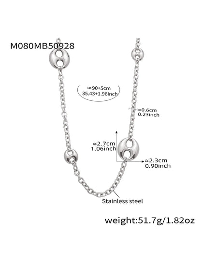 Nivora Chunky Pig Nose Ring Sweater Chain Necklaces for Women Stainless Steel 18K PVD Gold Plated Collar Choker Jewelry Gifts