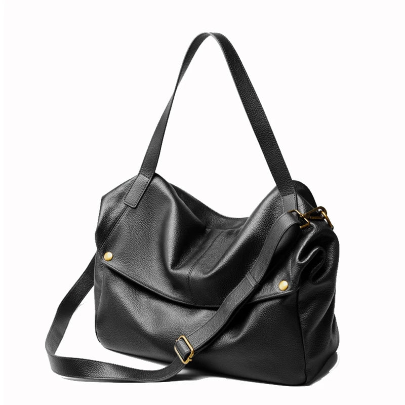 2026 New Large Capacity Women's Shoulder Bag Genuine Leather Tote Casual Handbag for University Students And Commuters Crossbody