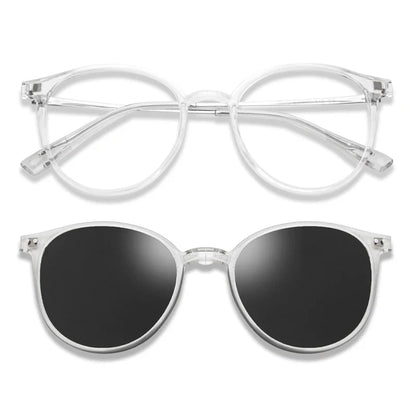 Magnetic Clip On Glasses Women Driving Polarised Round Pink Optical Myopia Eyewear Men Custom Prescription Glasses 2240