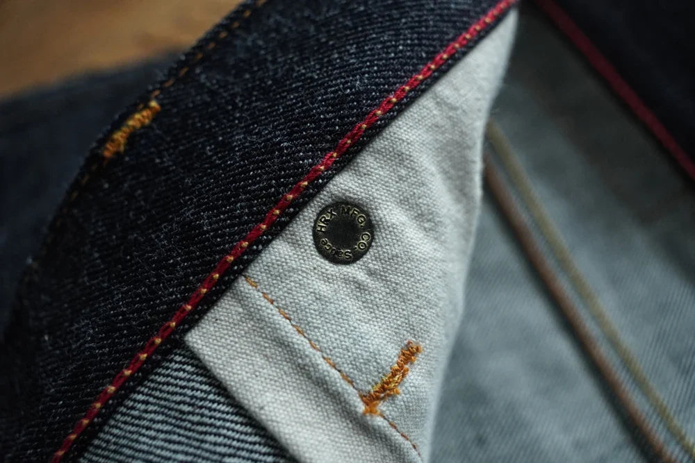 Mens Jeans Selvedge Denim Jeans for Man Silver Button Loose Fit Handmade 15 Oz