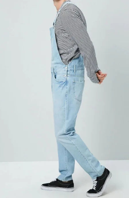 New Four Seasons Style Jeans for Men Men's Blue Denim Overalls New Men's Jumpsuit Pants Casual Straight Classic  Denim Trousers