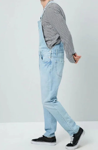 New Four Seasons Style Jeans for Men Men's Blue Denim Overalls New Men's Jumpsuit Pants Casual Straight Classic  Denim Trousers