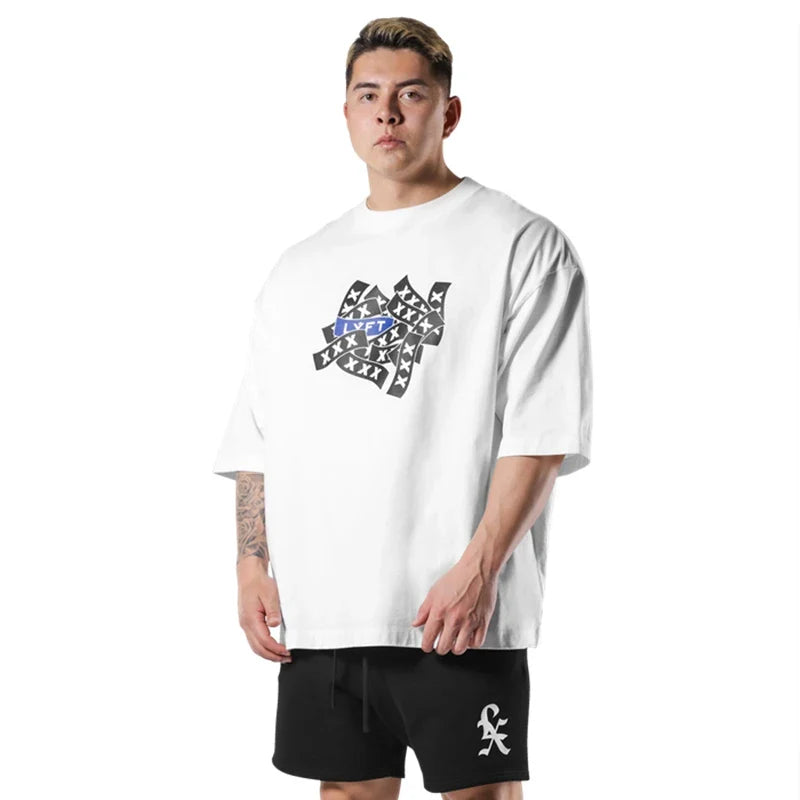 Joint Men Sports T Shirt Oversize Cotton Summer Tee Training Running Shirts Man Streetwear Short Sleeve Mens T-shirt