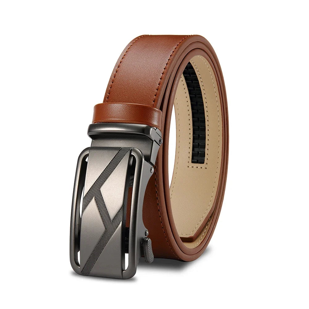 Brand Leather Belts for Men 105cm-135cm Automatic Belt with Ratchet Strap Top Quality Belts Luxury Belts for Men