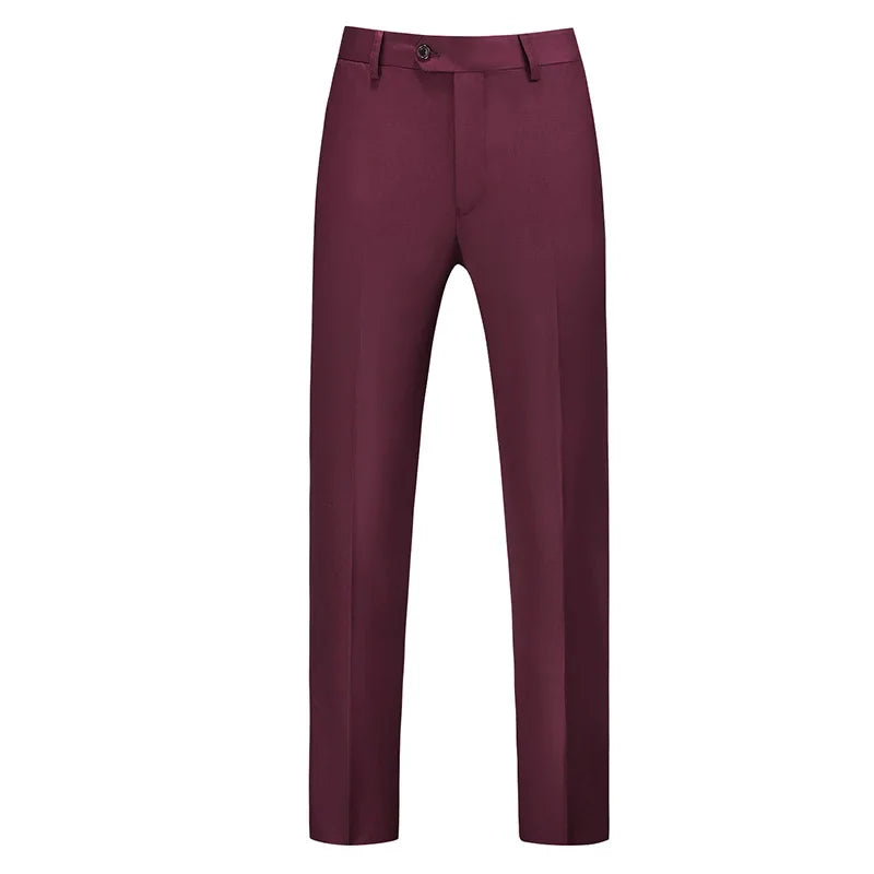 2026 New Men's Middle Waist Pants, 25 Color Choice, Elegant Office Men Trouser, Modest Green Pink Yellow Asian Size M-6XL