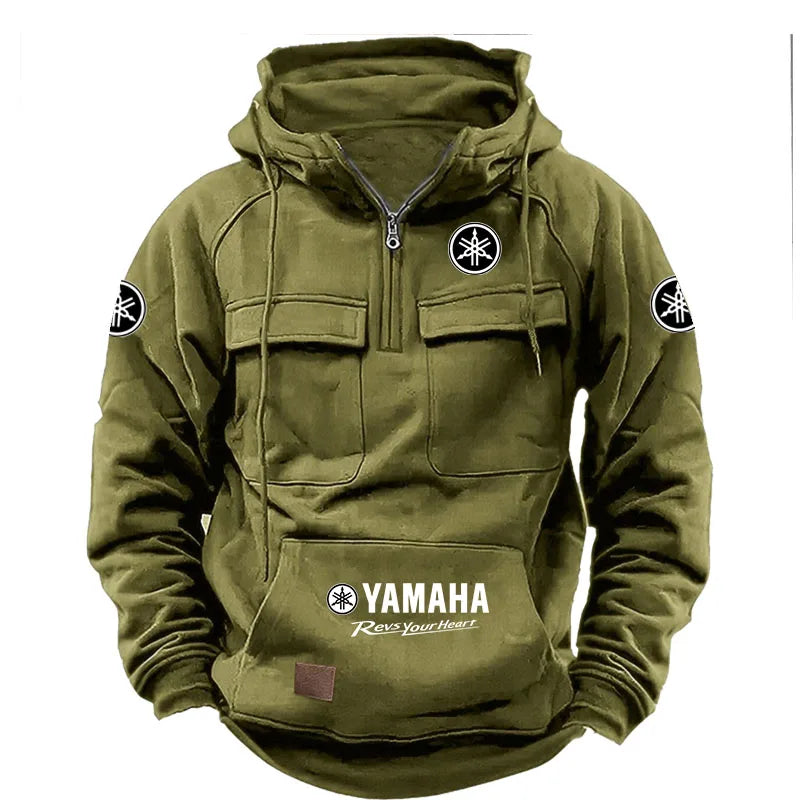 2026 Yamaha Logo Men's High Quality Multi Pocket Hoodie Coat Autumn/Winter Trendy Casual Sports Hoodie Top Hooded Sweatshirt
