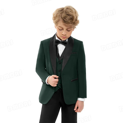 24H Ship White Formal Kids Suit Set, 4 Pieces Suits For Boys From 3-14 Years, Wedding Tuxedo For Kids Ring Bear
