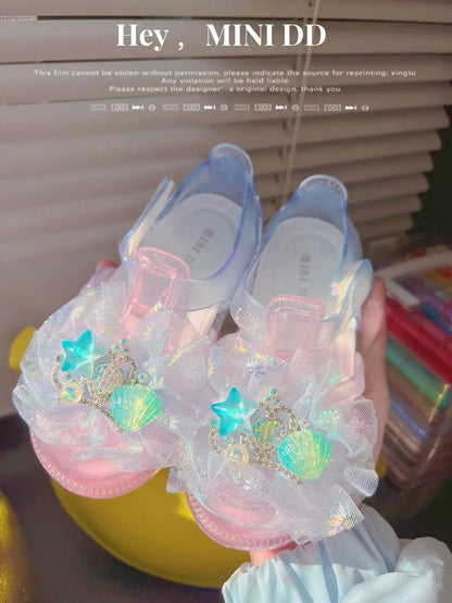 Girls' Princess Sandals 2025 Summer New Children's Jelly Sandals Soft Bottom Closed-toe Anti-collision Baby Kid's Beach Shoes