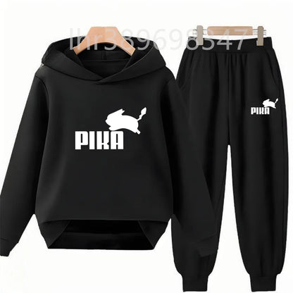 Children's Suit Hoodies Top+Bottom Girls Pink Boy Black Age 3-12 Coat Casual Toddler Sweatshirt Little White Rabbit Clothing