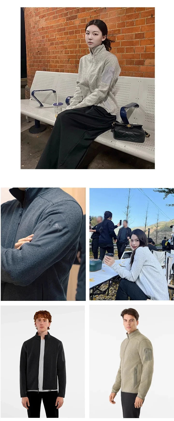 2026 Outdoor Windproof Solid Color Fashionable Camping, Fishing, Sports, Versatile, Casual and Affordable Knitted Sweater Jacket