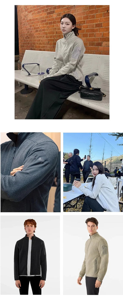 2026 Outdoor Windproof Solid Color Fashionable Camping, Fishing, Sports, Versatile, Casual and Affordable Knitted Sweater Jacket