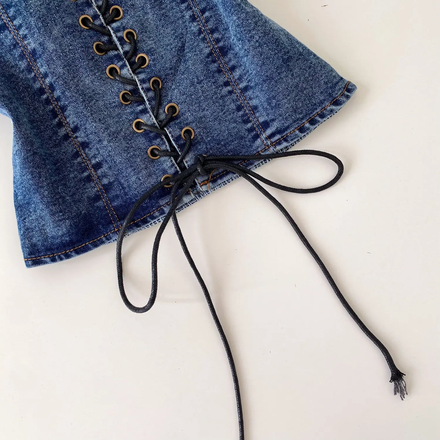 Night Club Denim Camis Female Summer Backless V Neck Lace Up Shirred Retro Halter Top Y2K Hot Girl Streetwear Tank Top