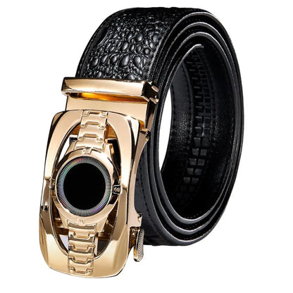 Crocodile Designer Luxury Genuine Leather Belts for Men Casual Jeans Belt Strap Gold Automatic Buckle Black Belt PD-2036