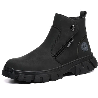 Steel Toe Work Boots side zipper anti-slip work shoes  Anti-Smash Anti Puncture industrial construction waterproof safety shoes