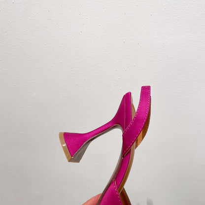 Aneikeh Brand Women Silk High Heels Luxury Crystal Butterfly Knot High Heels Summer Pointed Shoes Triangle Heeled Bride Pumps
