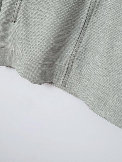 Men's Slim-fit Cardigan Solid-color Lapel Waffle Texture Zipper Pocket Casual Spring/Autumn 2025 Fashion